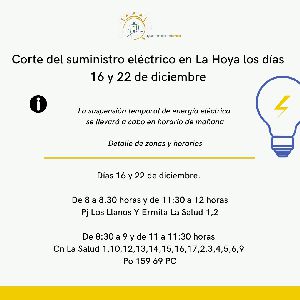 Corte del suministro elctrico en La Hoya los das 16 y 22 de diciembre 