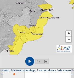 El Ayuntamiento de Lorca activa el Plan INUNLOR en fase de preemergencia ante el nivel amarillo por lluvias 