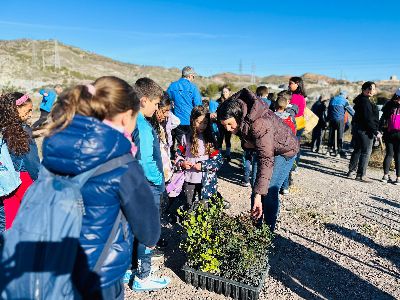 Alumnos del CEIP San Fernando participan en la plantacin de un centenar de rboles en el barrio de San Antonio