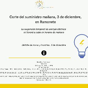 Corte del suministro elctrico maana, 3 de diciembre, en Ramonete 