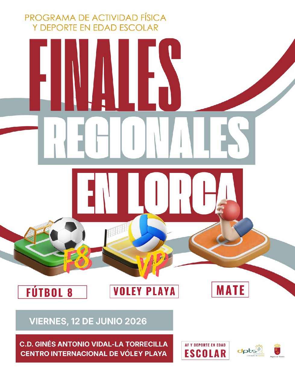 Lorca acoge las finales regionales de Fútbol 8 Femenino, Vóley Playa y Mate del Programa de Actividad Física y Deporte en Edad Escolar